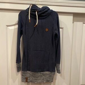Naketano Women's Darth Vii Cowl Neck Long hoodie size L navy blue